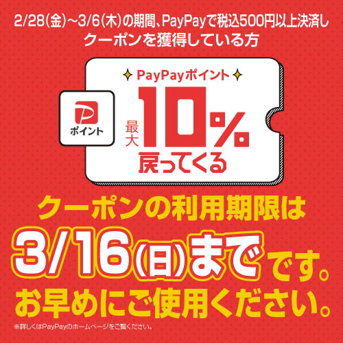 クーポン使用でPayPayポイントが最大10%戻ってくる！