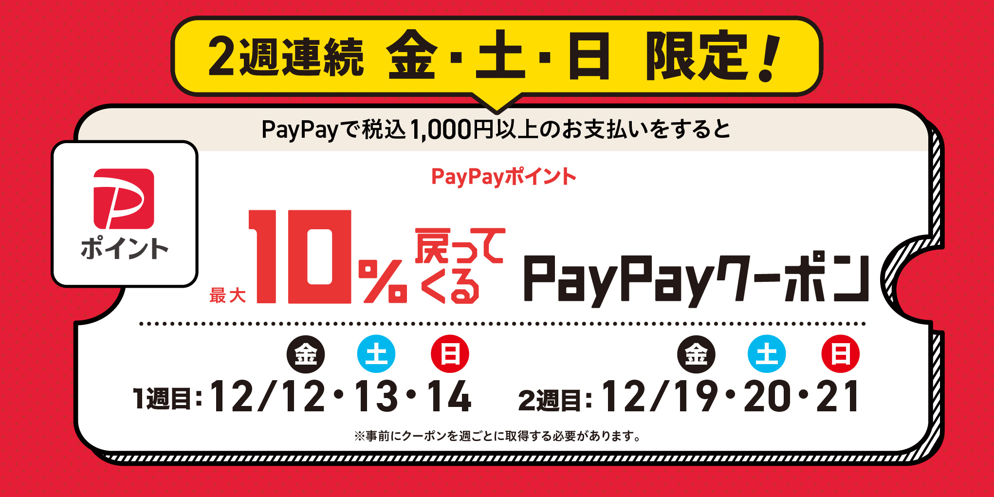 PayPayポイントが最大10%戻ってくるクーポン