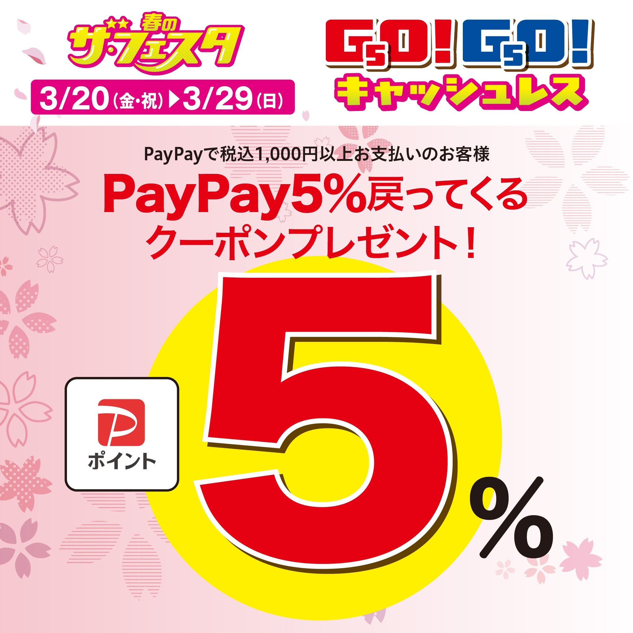 PayPayポイントが最大5%戻ってくるクーポン